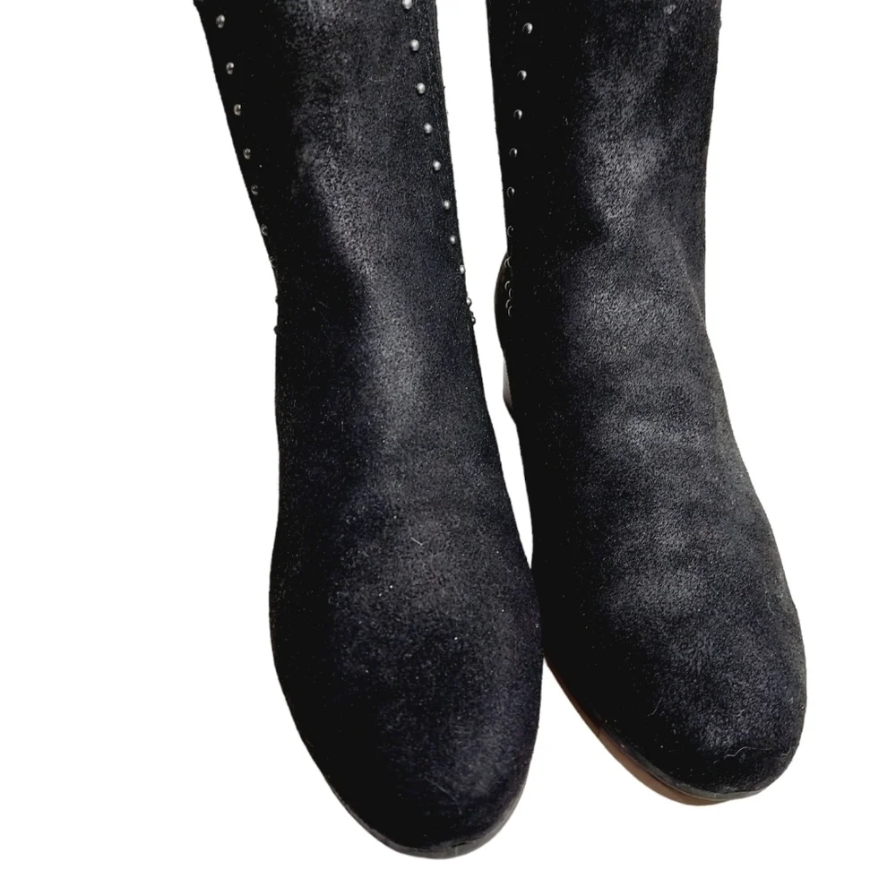 A2 By Aerosoles Date Night Studded Boots Size 8.5 Black Faux Suede Western Boot